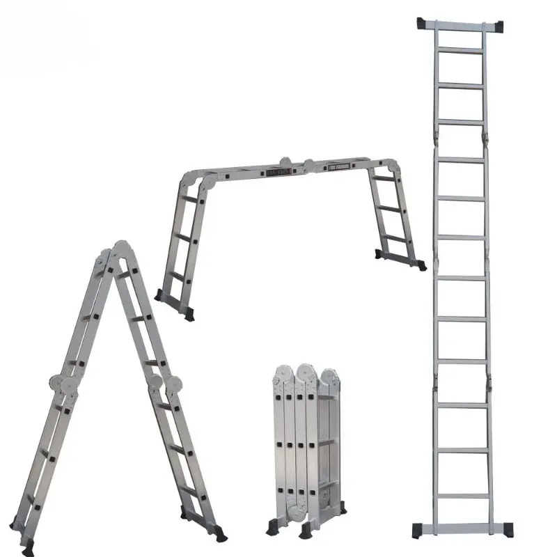 Extensión de andamio telescópica multiposición de aluminio moderna, combinación plegable, estructura de taburete de escalera de grado Industrial