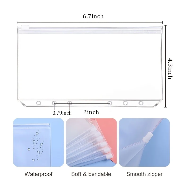 A6 Diamond Bronzing Pattern PU Leather Binder 12 Zipper Bags + 20 Label Combination Banknote Storage Book Photo Album Storage