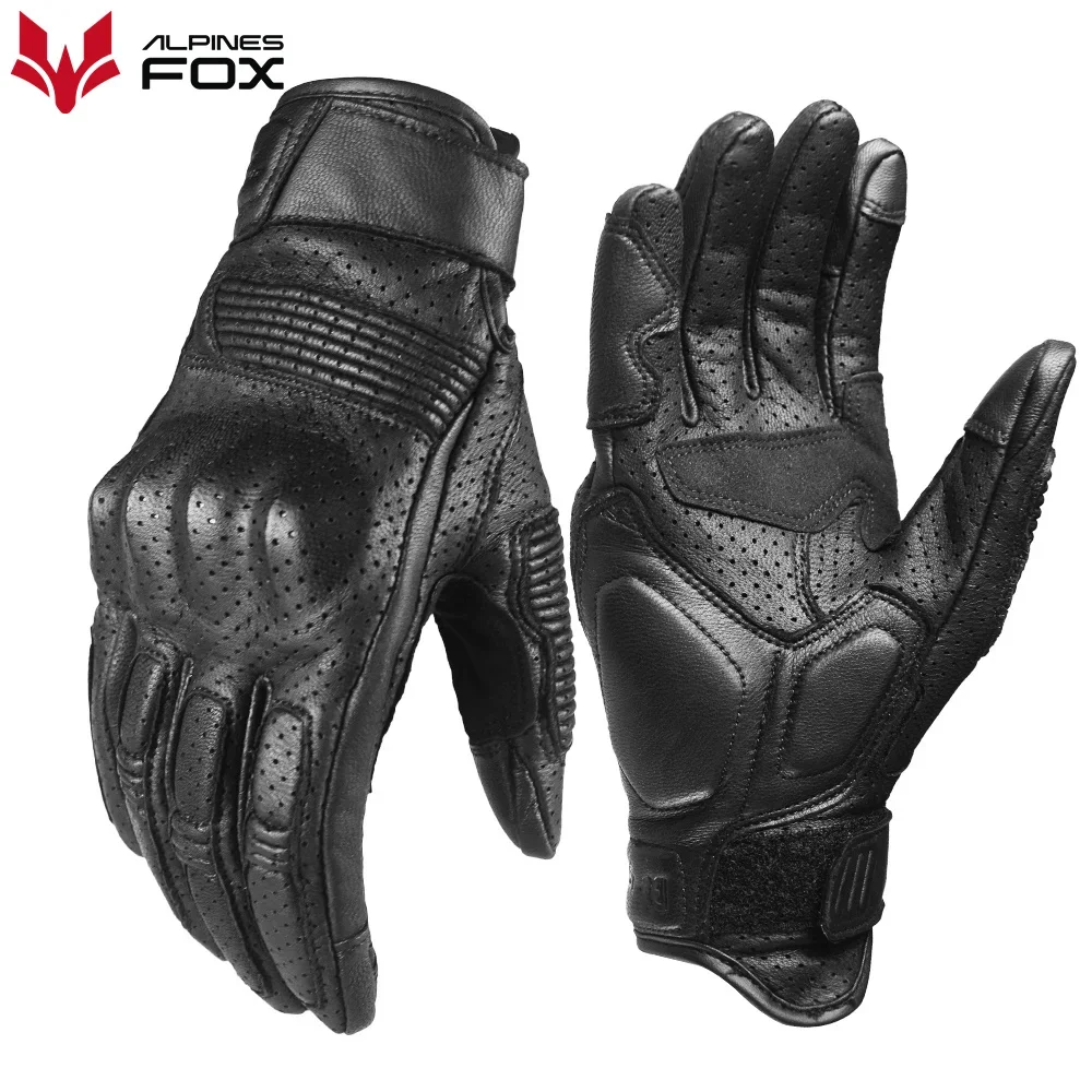 

Retro Real Leather Motorcycle Gloves Full Finger Breathable Motorbike Riding Gloves Touch Screen Motocross Protective Guantes