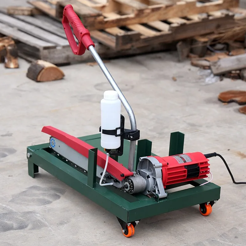 

Portable Electric Log Cutting Saw Bench Mounted Chainsaw with Water Cooling Wheels for Woodworking Workshop