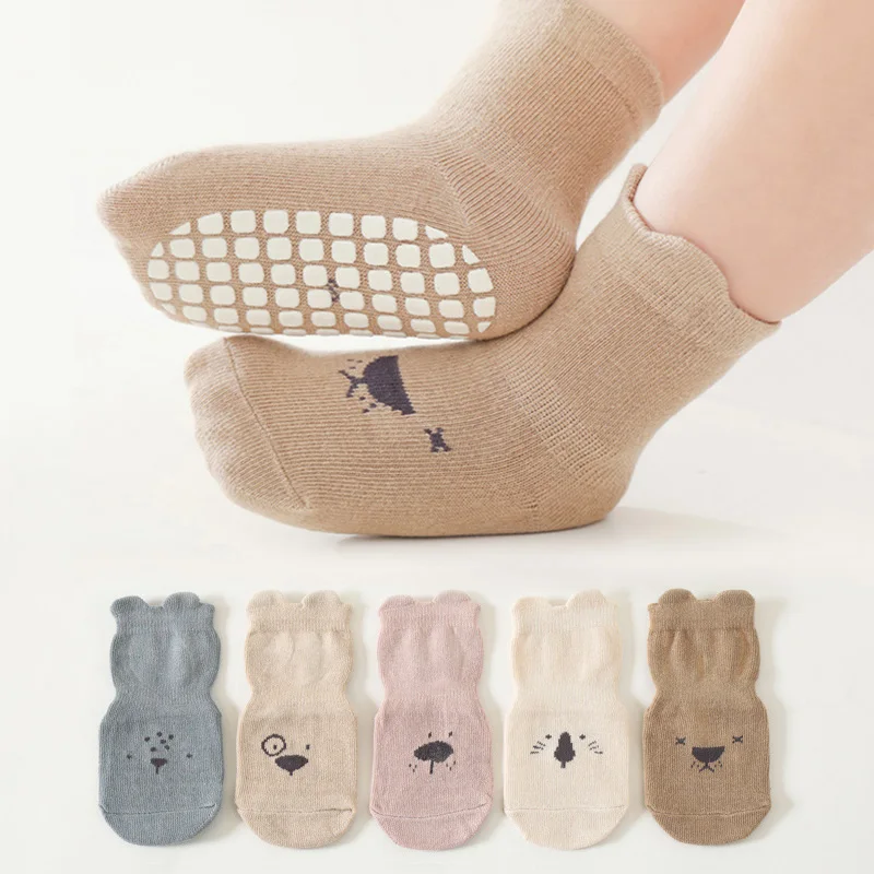 3/5 Paar rutschfeste Bodensocken mit bezauberndem Tiermuster für Babys, atmungsaktive Freizeitsocken für Jungen und Mädchen, Kinder-Indoor-Aktivitäten – Detail 1