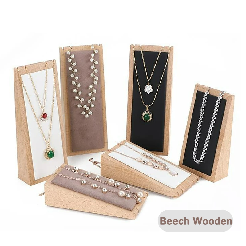 Beech Wooden Jewelry Display Stand Necklace Display Stand Wooden Multiple Necklace Easel Showcase Display Holder for Necklaces