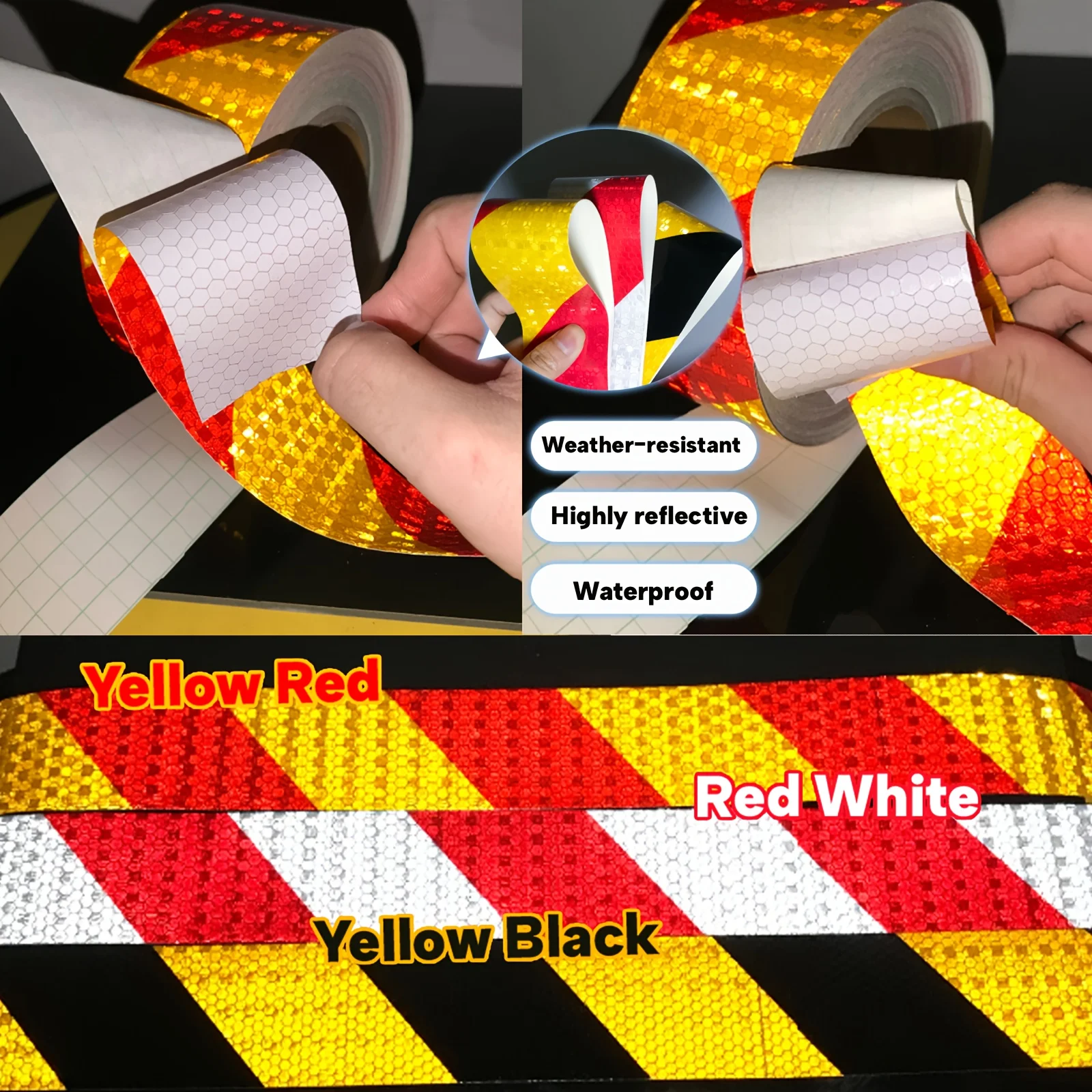 Twill ReflectiveTape High Visibility Self-Adhesive Safety Warning Sticker Conspicuity For Truck