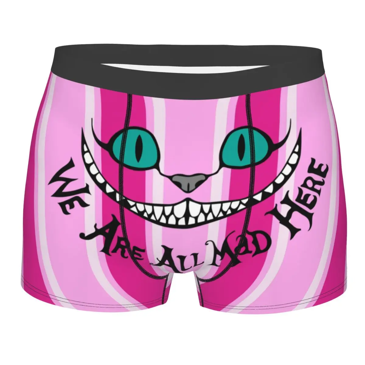 

Мужское модное нижнее белье с изображением Чеширского кота из Страны чудес, трусы-боксеры, мужские эластичные шорты, трусы