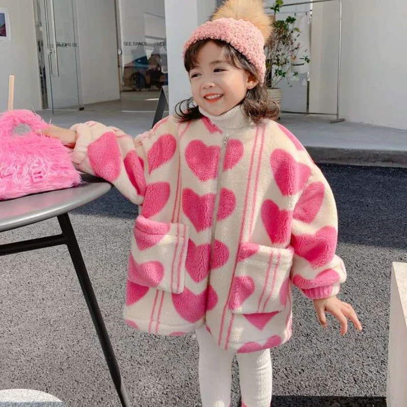 Children Clothing 2024 Autumn Winter Girl Lamb Wool Coat New Fashion Baby Girl Korean Style with Velvet Thick Wool Padded Jacket