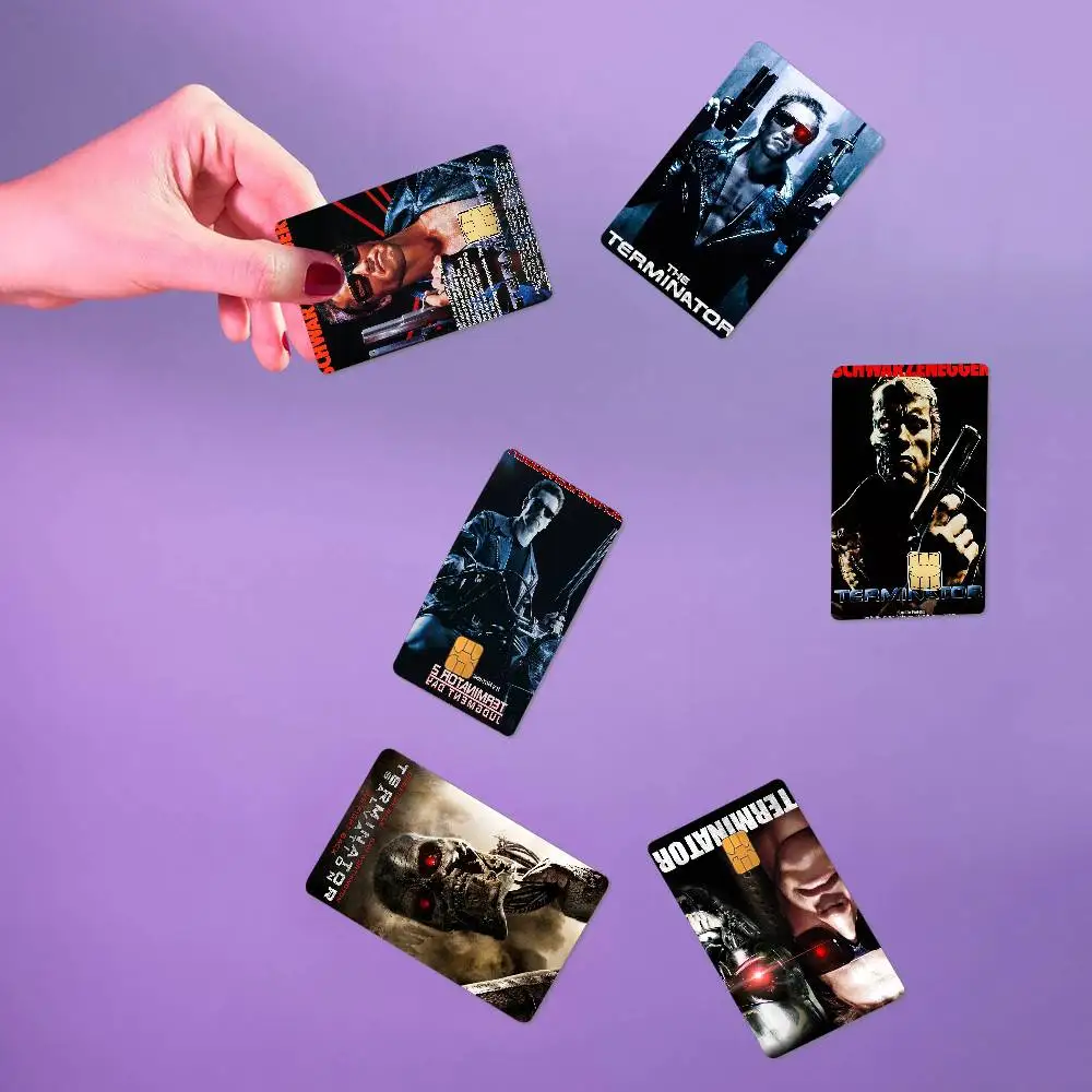 Pegatinas para Tarjetas de Crédito de la Película de los 80, The Terminator, 4 Piezas, 1 Juego, para Tarjetas Bancarias, Autobús, Metro, Resistentes al Agua, Regalo para Mujer