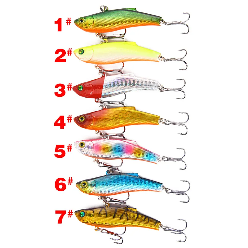 1Pcs Winter Ice Fishing Lure 7cm/18g Sinking Isca Artificial Rattlin Vibration VIB Hard Bait Crankbait Treble Hooks Tackle