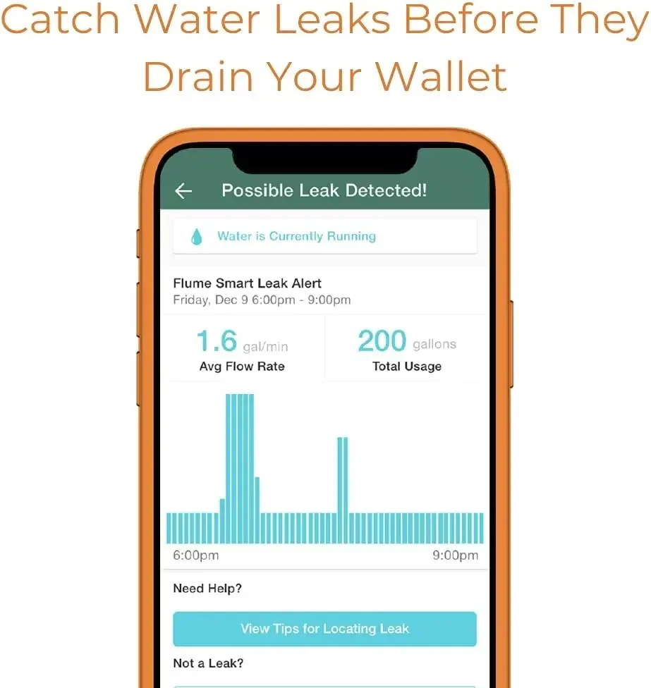 Smart Home Monitor & Leak Detector: Detect  Leaks Before They Cause Damage. Monitor Your  Use