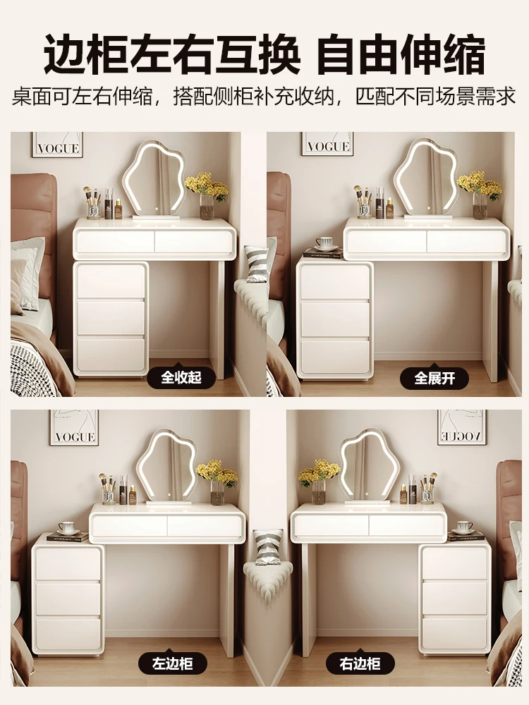 Solid wood dresser small modern bedroom simple small apartment master bedroom chest makeup table bedside table integrated 60cm