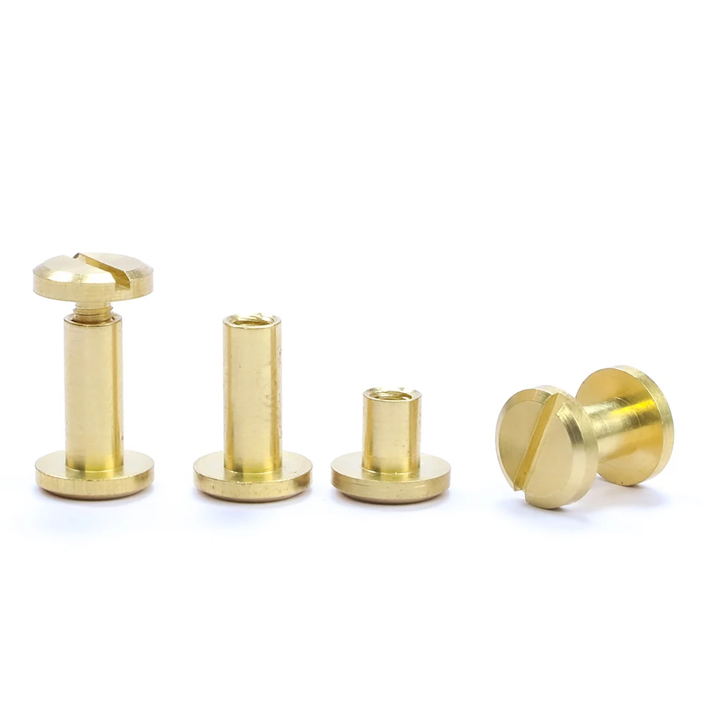 JUIDINTO 5sets Copper Chicago Screw Nail Brass m2 m4 m6 m8 Slotted Metal Binding Screw for Leather Belt