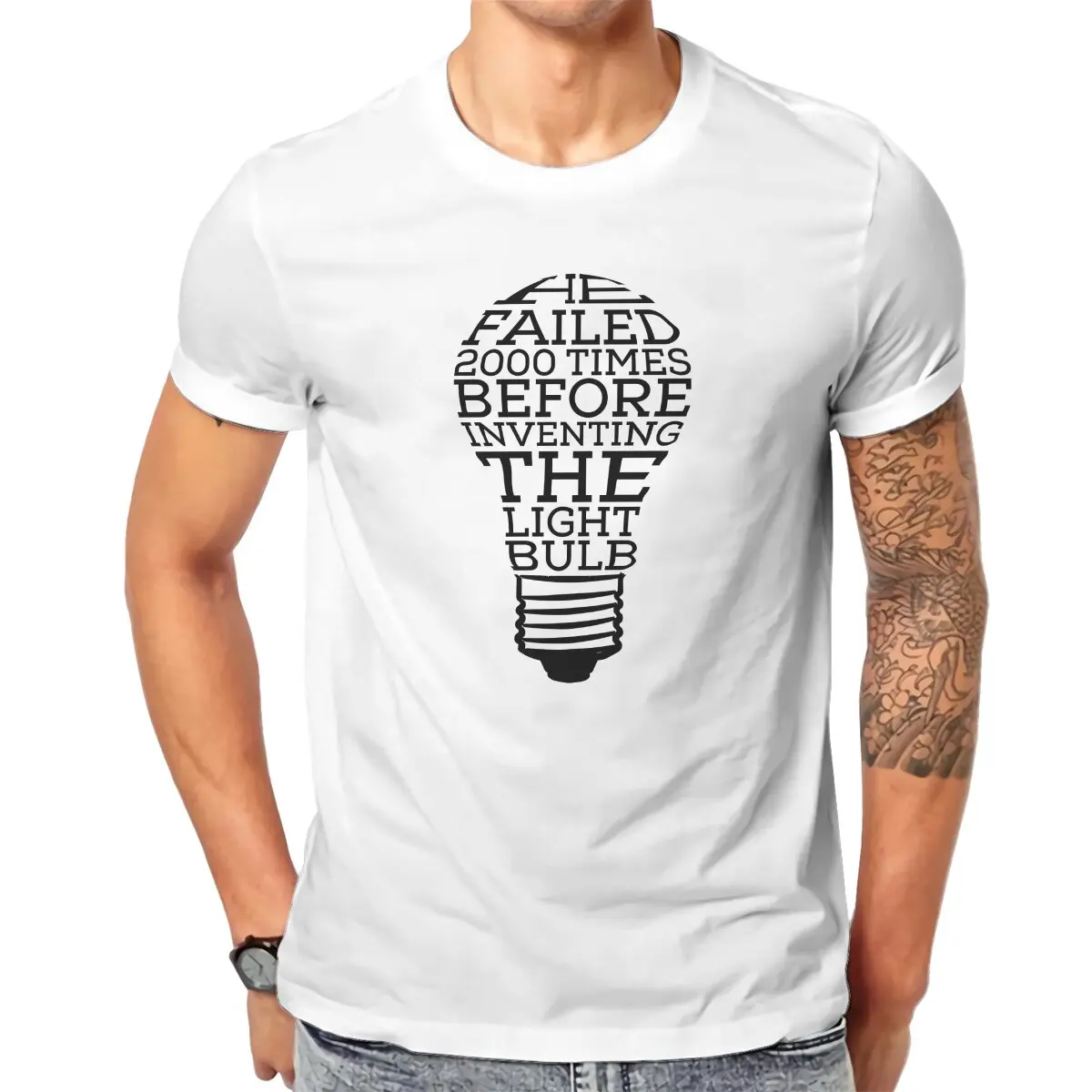 Great Inventor Edison Crewneck TShirts Inspired Personalize Men's T Shirt New Trend Clothing 6XL