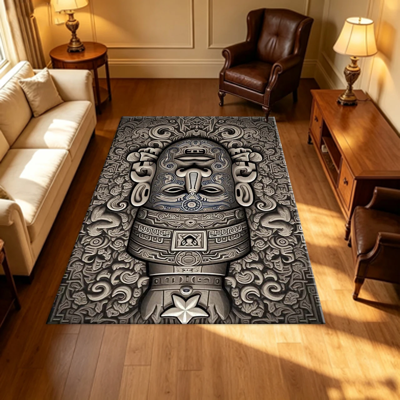 Ancient Totem Relief Art Carpet Flooring Retro Cultural Pattern Household Living Hall Decor Area Rug Indoor Floor Mat