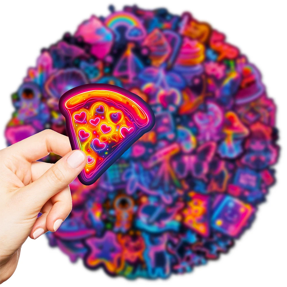 10/30/56pcs Cute Cartoon Neon Graffiti Stickers Aesthetic Creative Decals Toy DIY Stationery Guitar Notebook Funny Sticker Decor