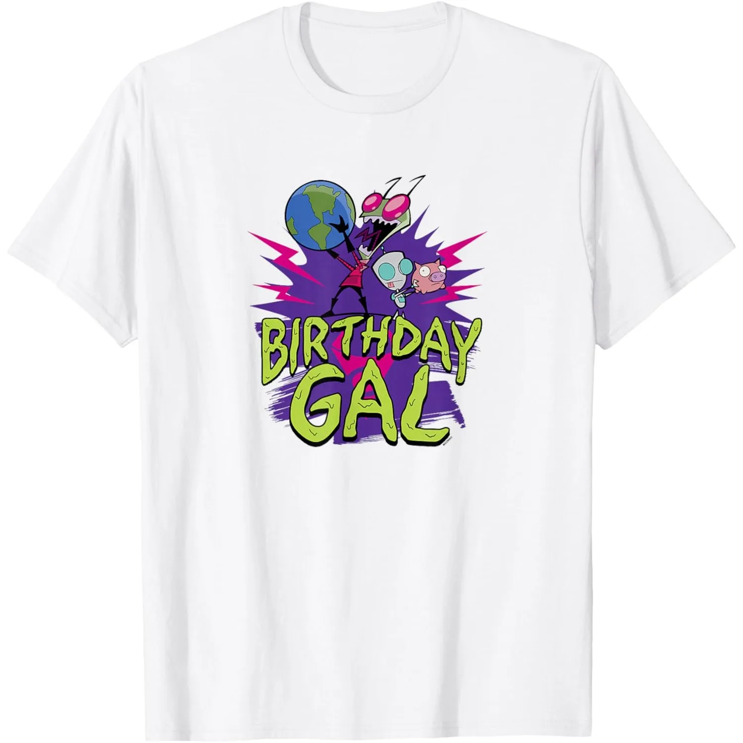 

Invader Zim Birthday Gal Graphic Tee Short Sleeve Crewneck Cotton T-Shirt for Women