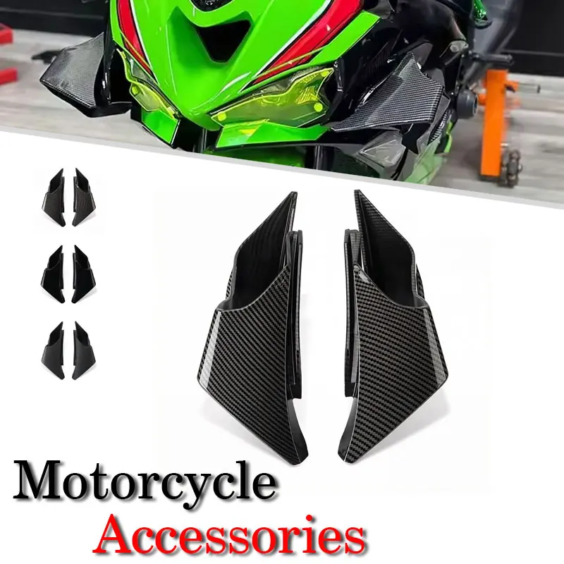 

For kawasaki new ZX6R zx6r ZX636 zx636 2024-2026 Motorcycle Fixed Wind Wing Front Aerodynamic Winglet Carbon Fiber Fairing