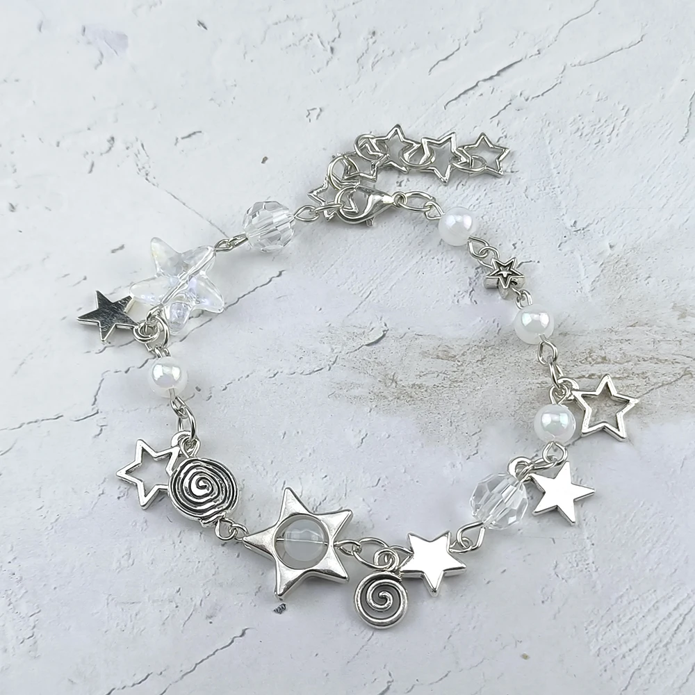 Handmade No. 8 Ball Star Beaded Dice Bracelet Coquettish Y2K Gothic Bracelet