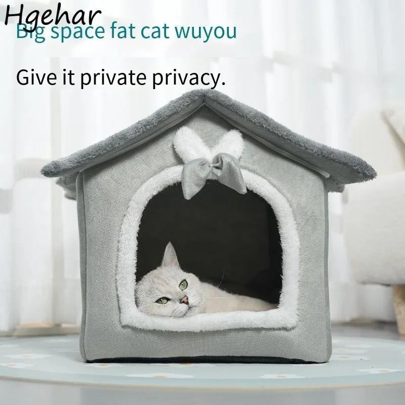 

Pets House Large Space Cat Dog 2 in 1 Four Season Universal Washable Cushion Comfortable Soft Cute Mat Protective Soft Bed Ins