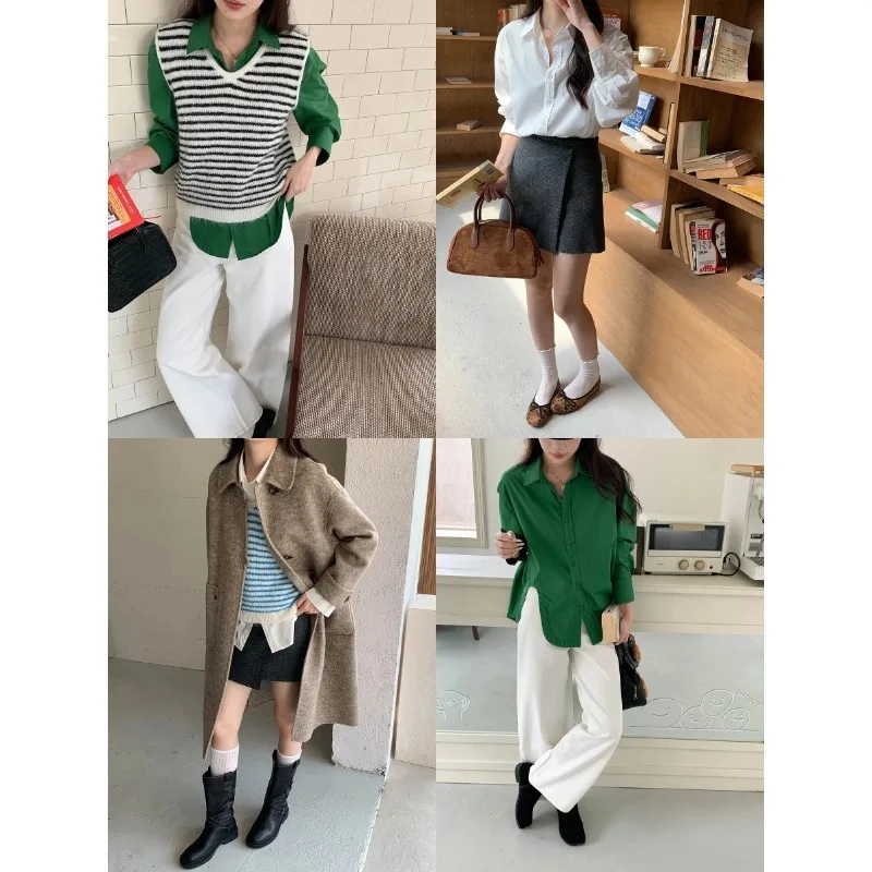 

A Niche Irregular Slit Design with A Loose Collared Long Sleeved Shirt