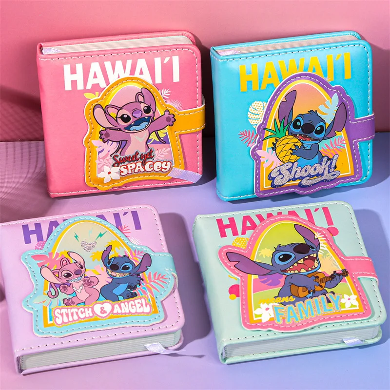 Disney 4pcs anime Lilo and Stitch mini square magnetic buckle book high-value cartoon cute student note stationery notebook gift