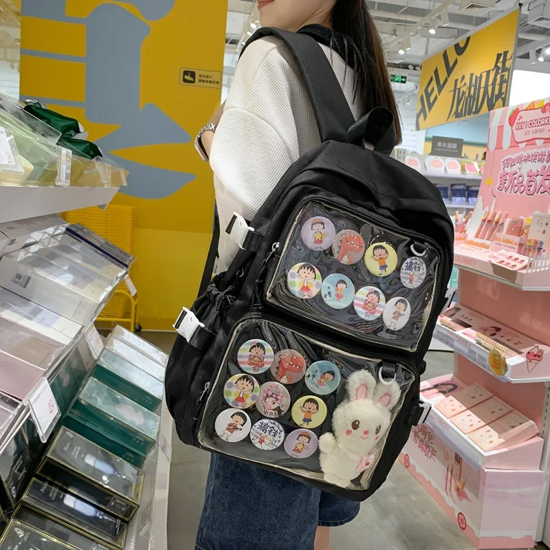 ญี่ปุ่น Kawaii Itabag ผู้หญิงใหม่ 2024 โปร่งใสกระเป๋าเป้สะพายหลังผู้หญิงขนาดใหญ่ความจุ Ita กระเป๋าเป้สะพายหลังโรงเรียนกระเป๋าสําหรับวิทยาลัยนักเรียน JK