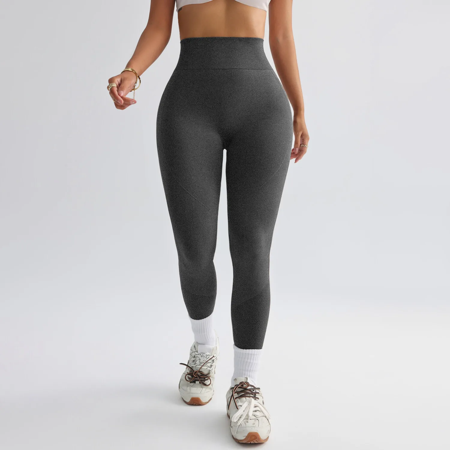 سلس الربط طماق النساء اللياقة البدنية طماق عالية الخصر مطاطا الورك رفع الصالة الرياضية تجريب الجري سليم موضة جوارب يوغا #3