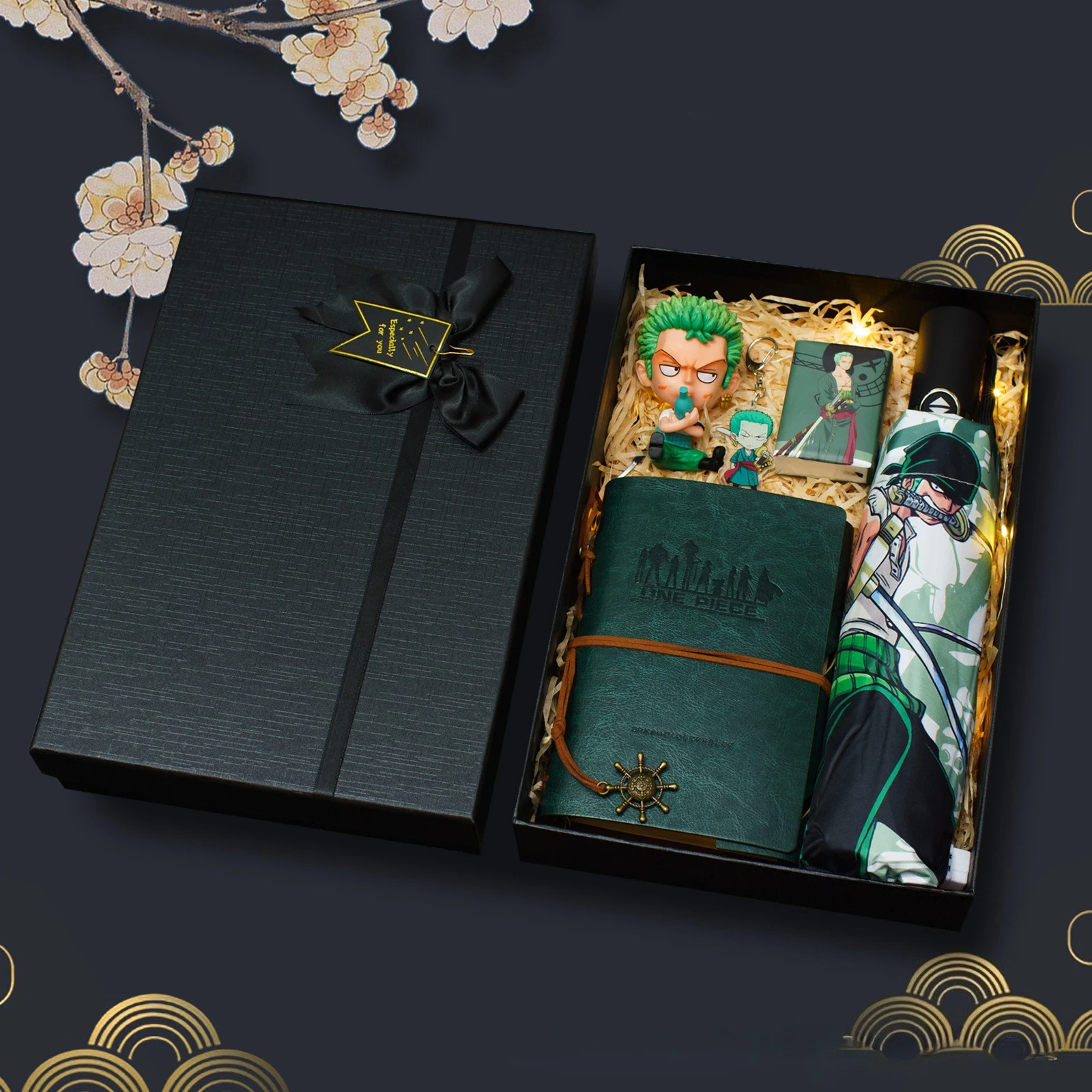 قطعة واحدة هدية صندوق لوفي زورو سانجي نامي أنيمي الكرتون الأجهزة الطرفية الشكل مظلة دفتر كوب ماء هدية صندوق مهرجان هدية #2