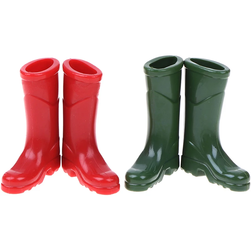 1Pairs 1/12 Scale Dollhouse Miniature Rubber Rain Boots Home Garden Yard Decoration Dolls Accessories Green Red