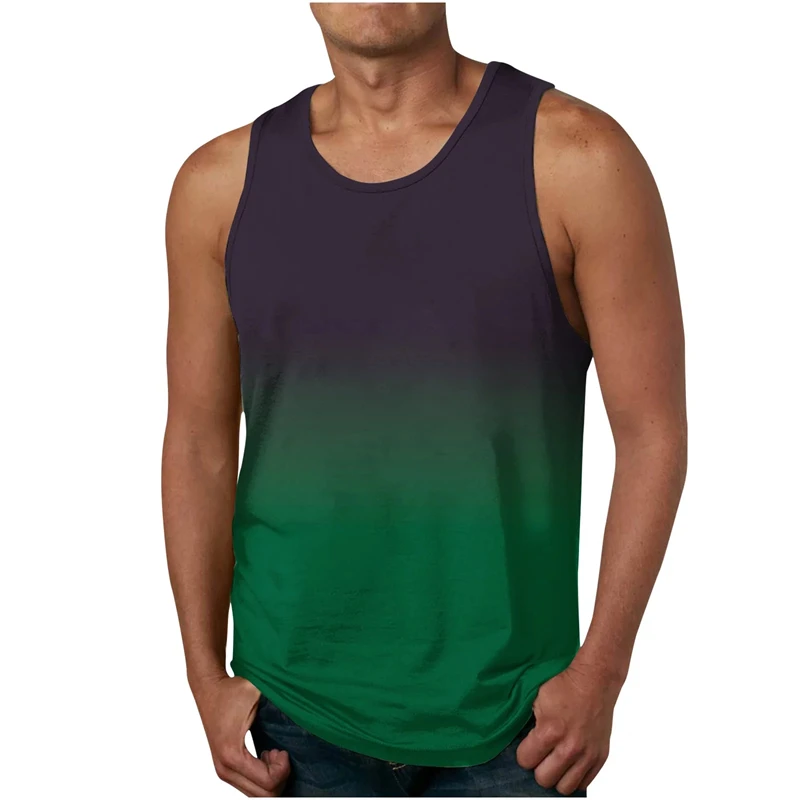 Simple Gradual Change 3D Printed Tank Top For Men Clothes Casual Ombre Graphic Male Vest Gradient Kids Waistcoat Vacation Tops