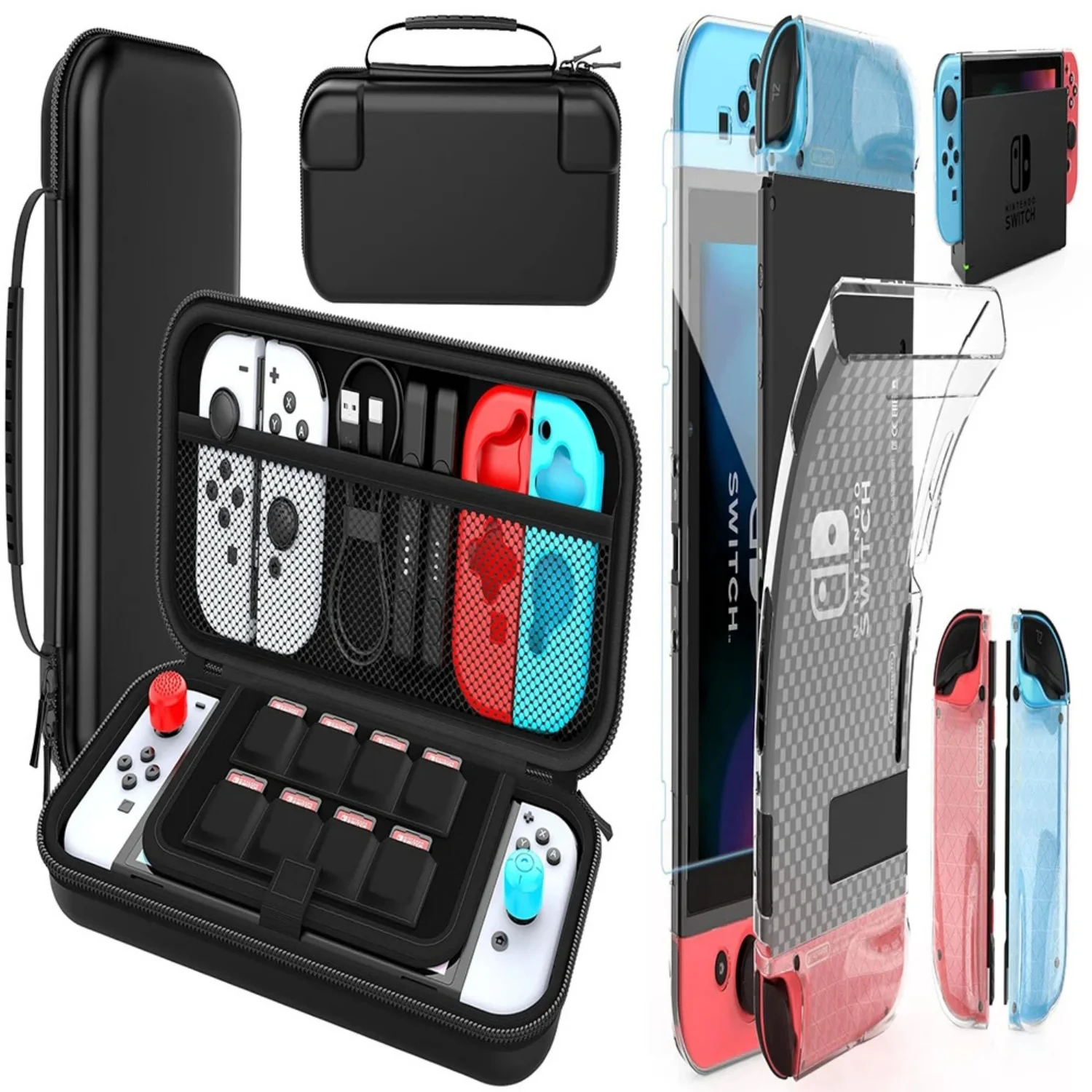 HEYSTOP Switch OLED Case Compatible with Nintendo Switch,Carry Case with More Space,Protective Case for Switch Accessories Black