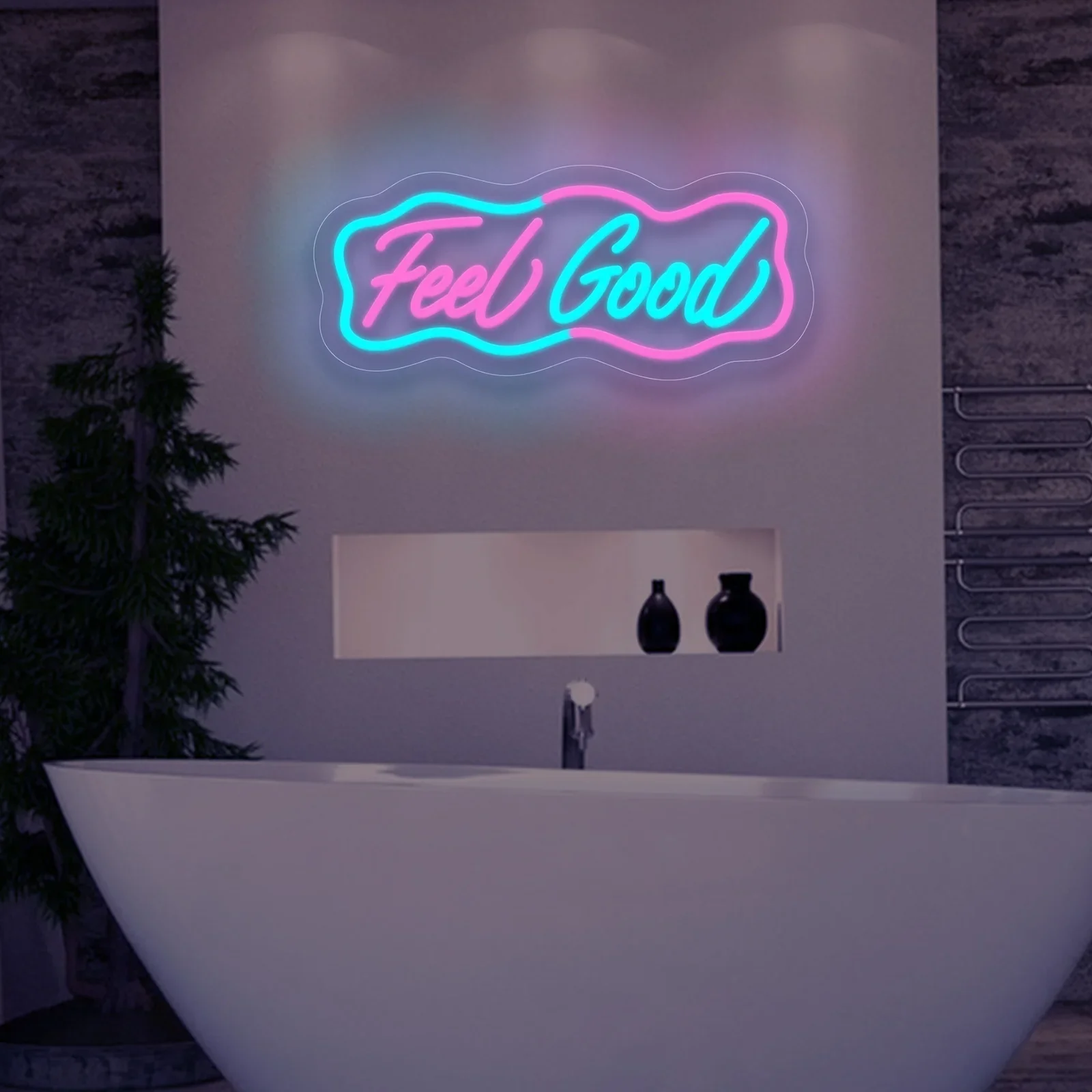    Neonowy znak LED z napisem Feel Good, zasilany przez USB, z możliwością ściemniania, do sypialni, salonu, klubu, baru, męskiej jaskini, na imprezy, prezenty, dekoracja ścienna