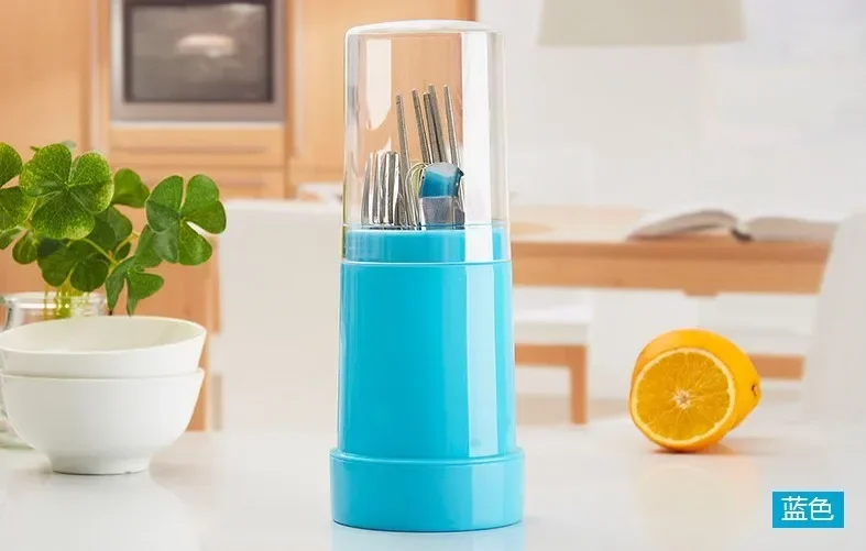 

1PC Plastic chopsticks tube tableware storage rack drain rack shovel spoon bucket knife fork storage Box Kitchen utensil OK 0201