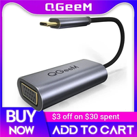 QGeeM USB C to VGA Cable USB3.1 Type C to Female VGA Adapter Cables for Macbook Pro Xiaomi Laptop Huawei Mate 30 P30 Samsung S20