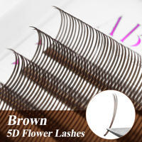 Abonnie 5D Flower Wet Lash Extensions Individual Lashes Brown Volume Soft 5D Flowering Fairy False Easy Fans Volume Eyelashes