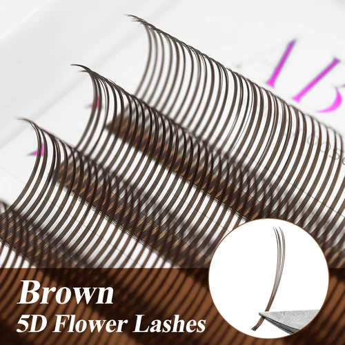 Abonnie-extensiones de pestañas húmedas con flores 5D, pestañas individuales, volumen marrón, Hada floreciente suave 5D, pestañas postizas fáciles de seguimiento