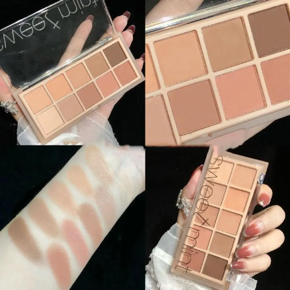 Highlight Erdton lang anhaltende erröten Mädchen Frauen Augen pigmente Lidschatten Palette matte Lidschatten Perl glanz Augen platte