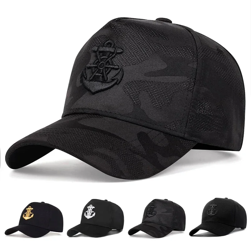 Unisex-Baseballmützen mit Schiffsanker-Stickerei, verstellbare Freizeithüte, Sonnenschutzhut für Frühling und Herbst im Freien