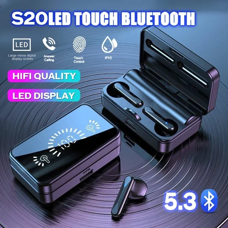 NEW S20 Tws Bluetooth Wireless headset Hi-Fi Stereo Sports Gaming Waterproof Headphone Hearing Hands-free Bluetooth headset fone