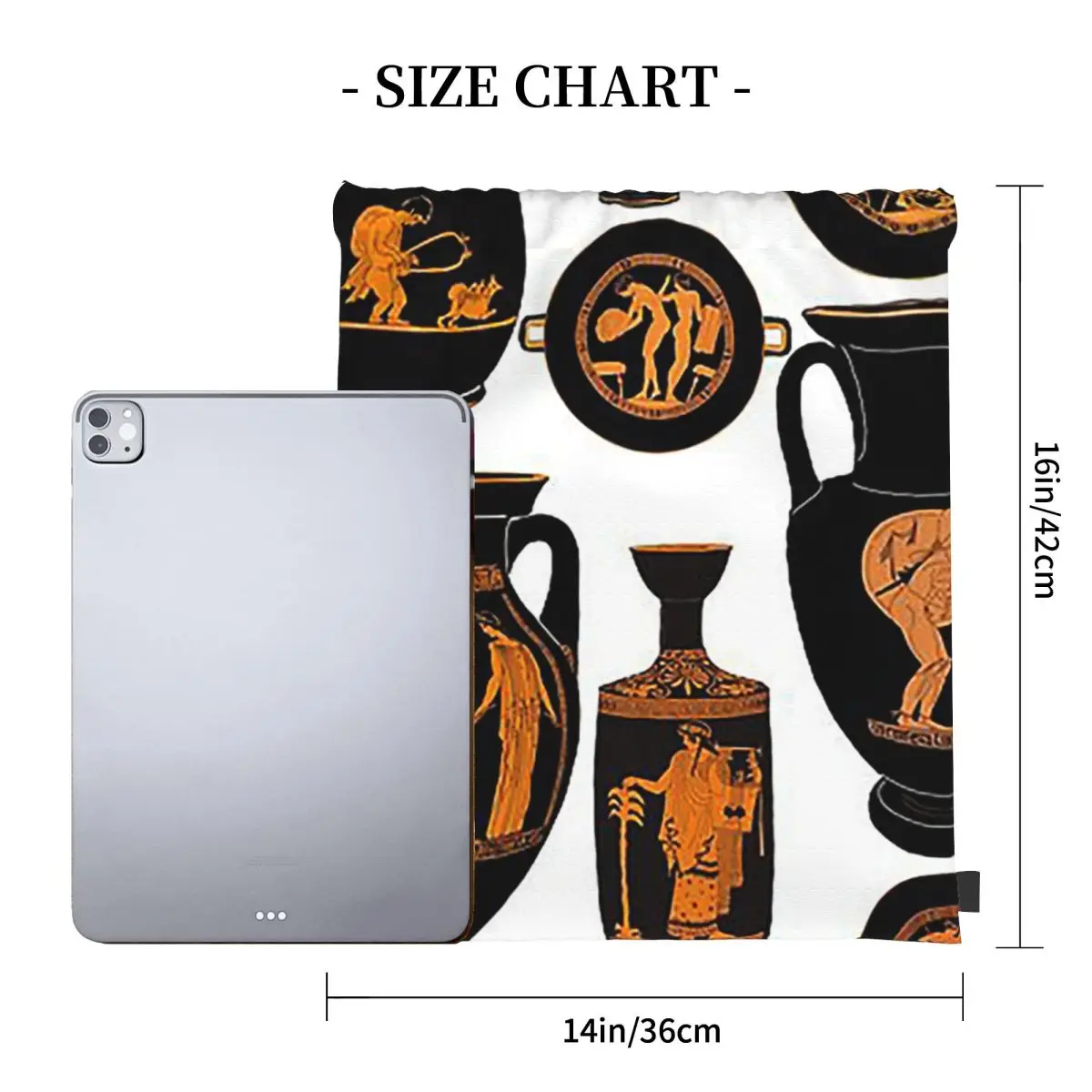 Red Figure Pottery Backpacks Fashion Portable Drawstring Bags Sports Bag Book Bags For Travel School