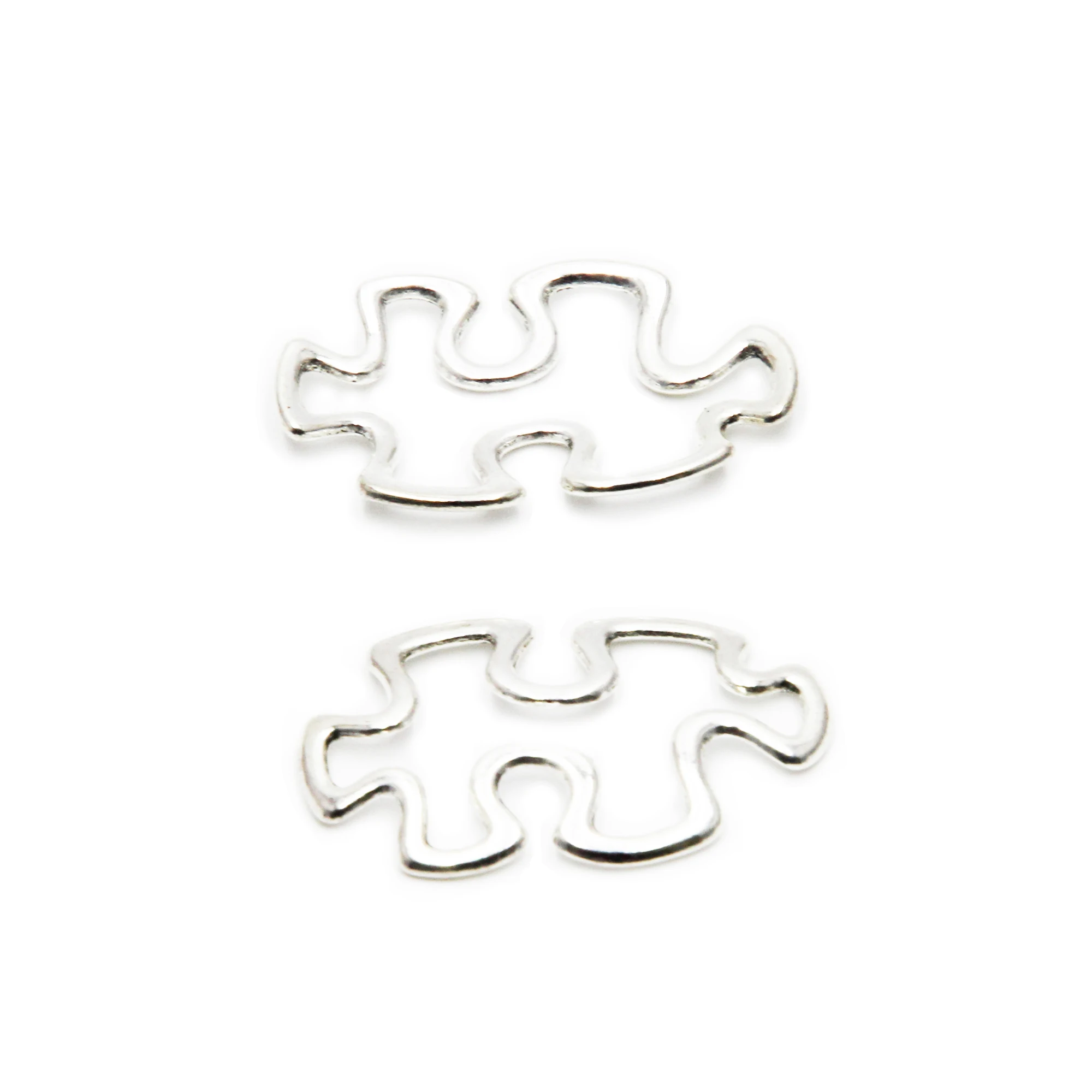 15pcs JigSaw Puzzle Pendant Antique Tibetan Silver Tone Zinc Alloy 30*17mm