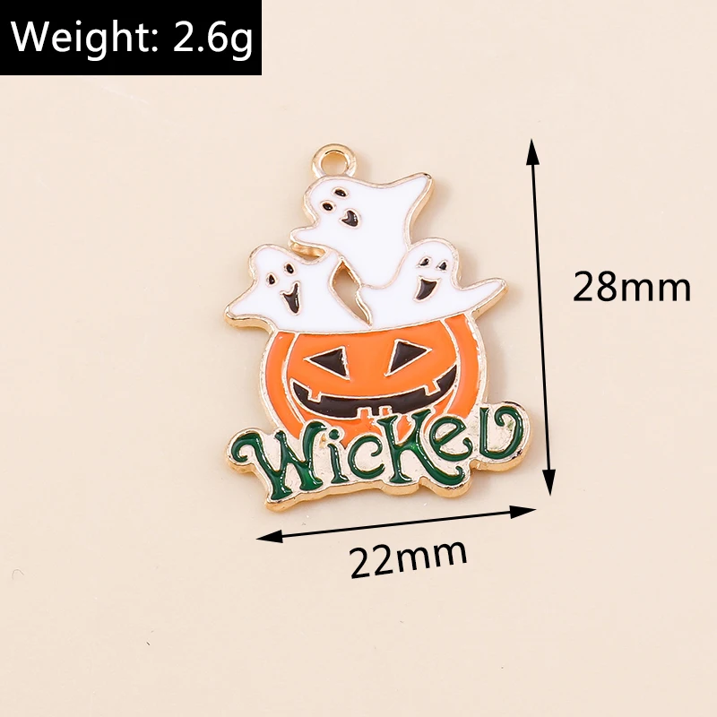 Leslie 10 stücke Mode Halloween Charme Emaille Horror Augapfel Spinne Hexe Geist Kürbis Anhänger für DIY Schmuck machen Accessoires – Detail 20