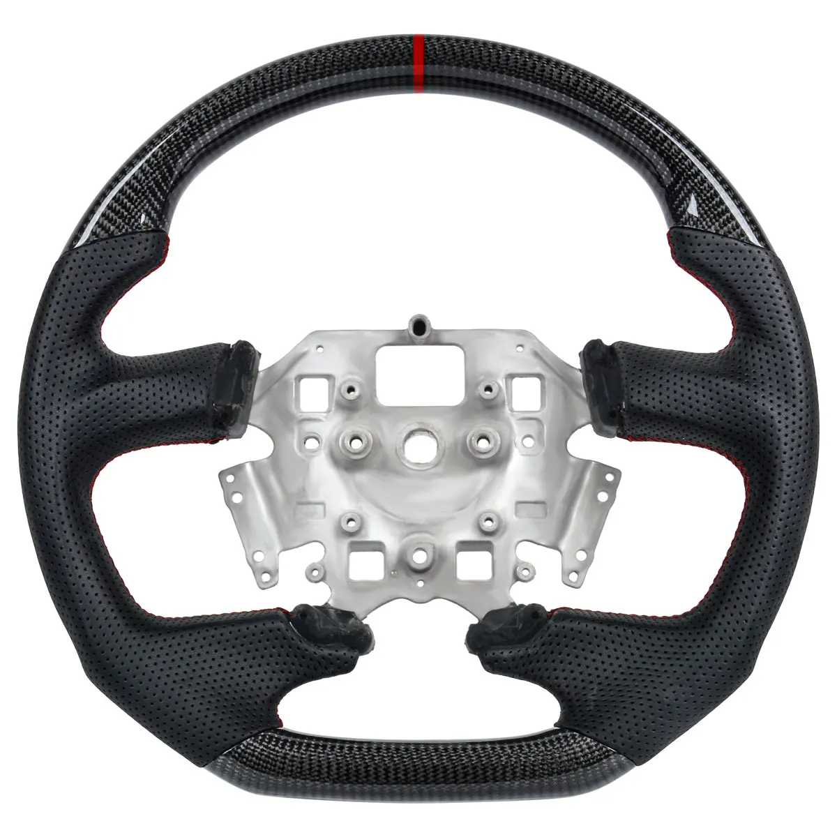 For FORD Falcon FPV GT Real Carbon Fiber Racing Steering Wheel Perforated Leather Car Acesssorie D Shape Red Correct Mark