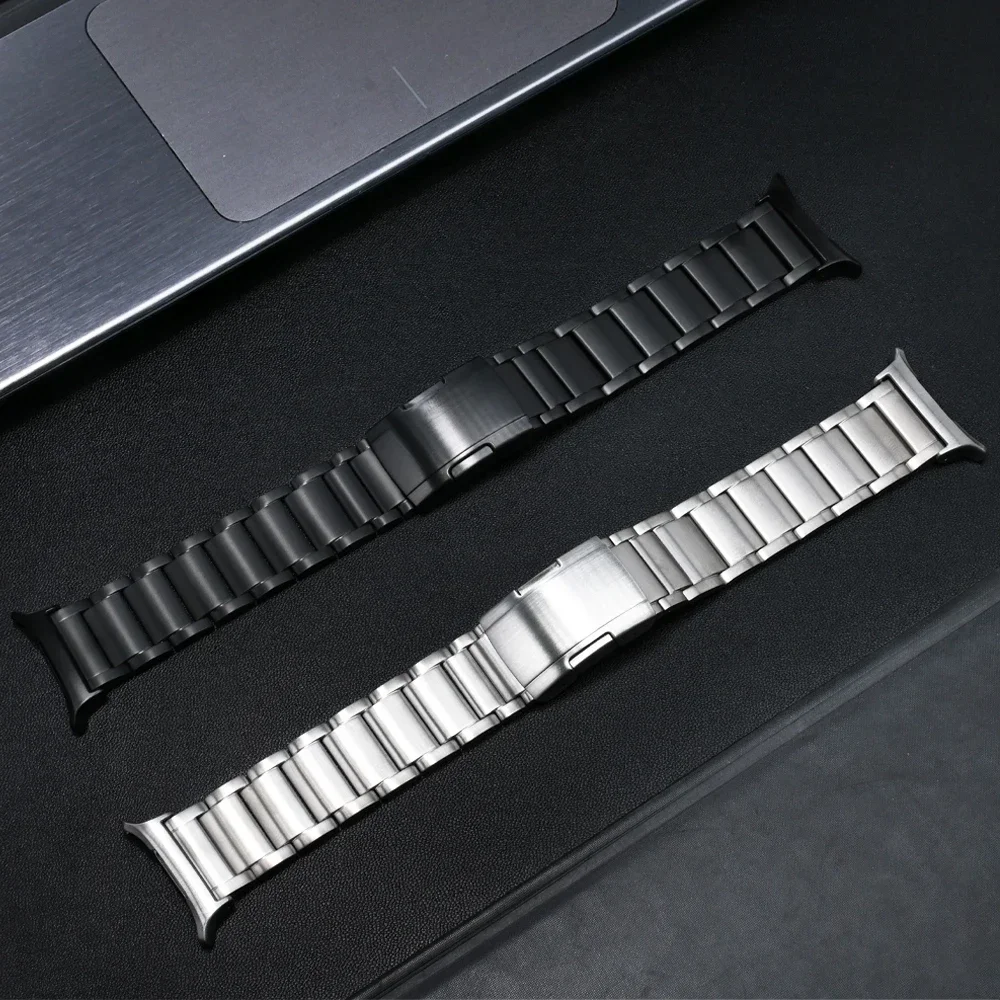 NO Gaps Titanium Metal Band for Samsung Galaxy Watch 7 Ultra 47mm Silver Link Bracelet for Watch 7 Ultra 47mm Curved End Strap