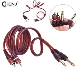 New Arrival 1pc 1.5M Cable, Dual RCA Male To Dual 6.35mm 1/4 Inch Male Mixer Audio Cable Accessories