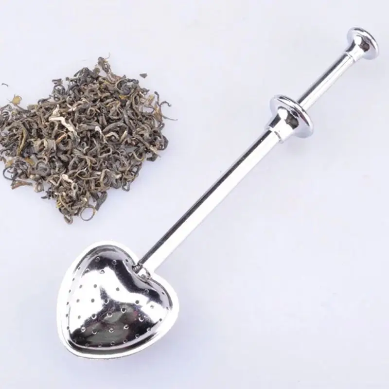 รูปหัวใจสแตนเลสชา Infuser ช้อนกรองกรองสมุนไพร Dropship