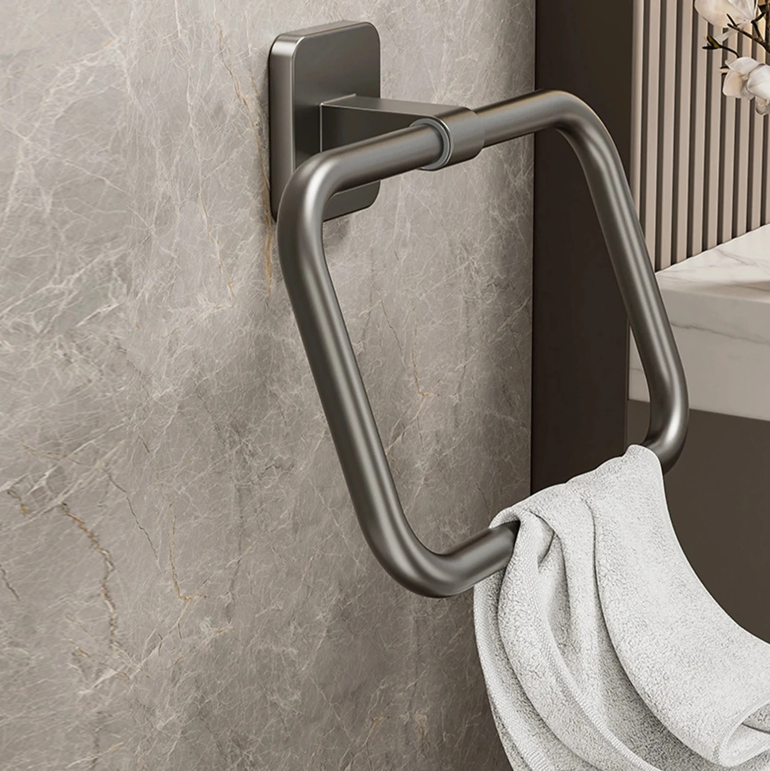 

bathroom towel rack Towel ring without punching kitchen cloth rack bathroom toilet wall mounted towel rack