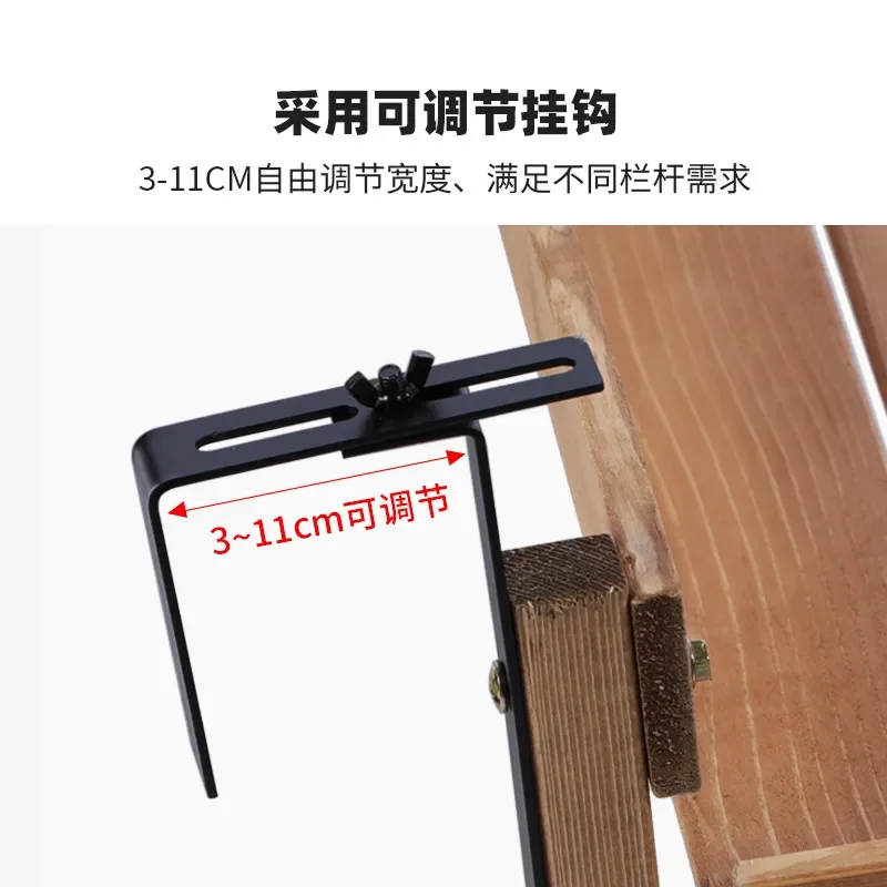 Solid wood balcony railing anti-corrosion wood flower stand hanging