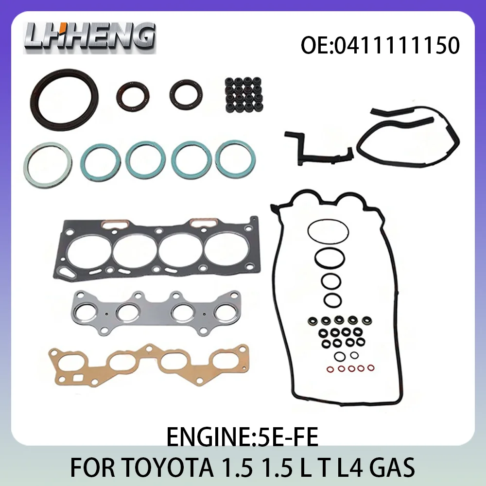 

Engine Full Overhaul Gasket Kit Rebuild Set For TOYOTA PASEO Convertible 0411111150 50300600 1.5L 1.5 L T L4 GAS 5E-FE 1995-1999