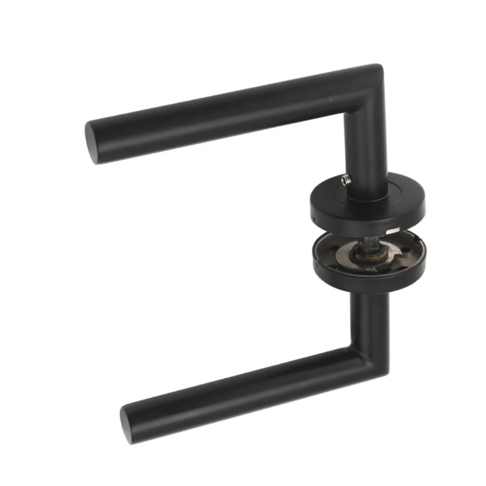 304 Stainless Steel Door Lever Set in Matte Black Finish Compatible with Standard Residential Door Thickness and Handedness