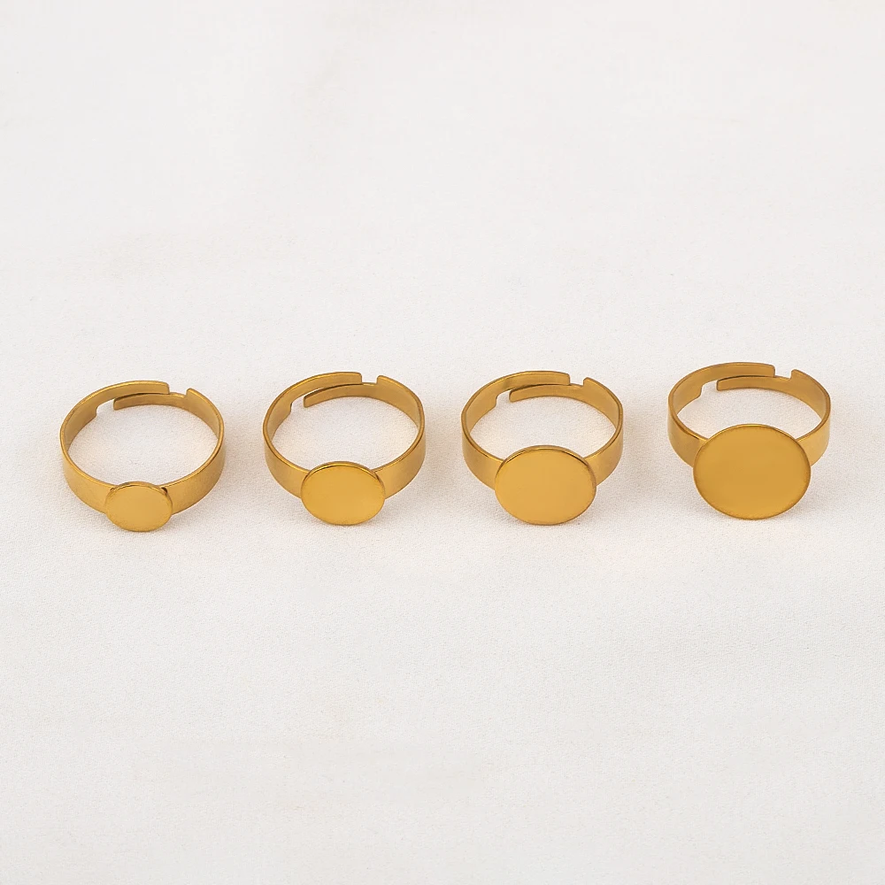 10pcs Stainless Steel Adjustable Ring Settings for DIY