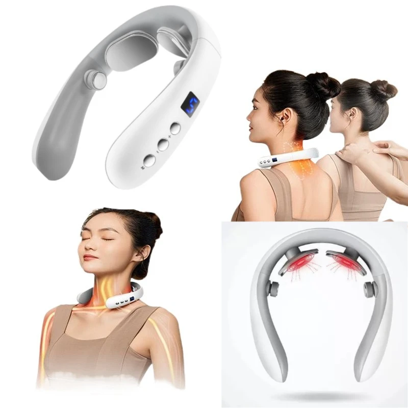 

EMS Neck Massager Shoulder and Neck Protector Household Mini Portable Cervical Spine Massager Upgrade Vibration Hot Compress